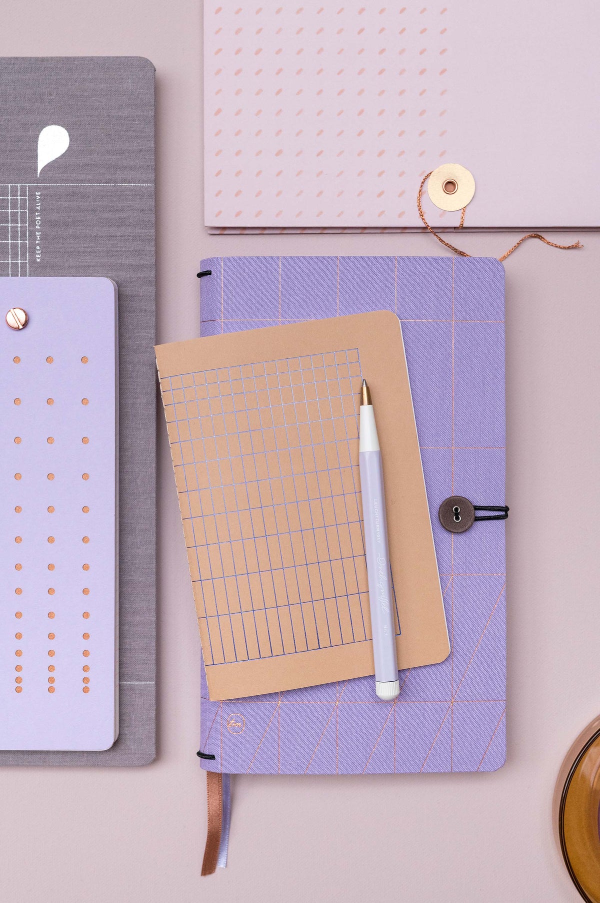 Combination Notebook button lavendula + Diary 2027 refill