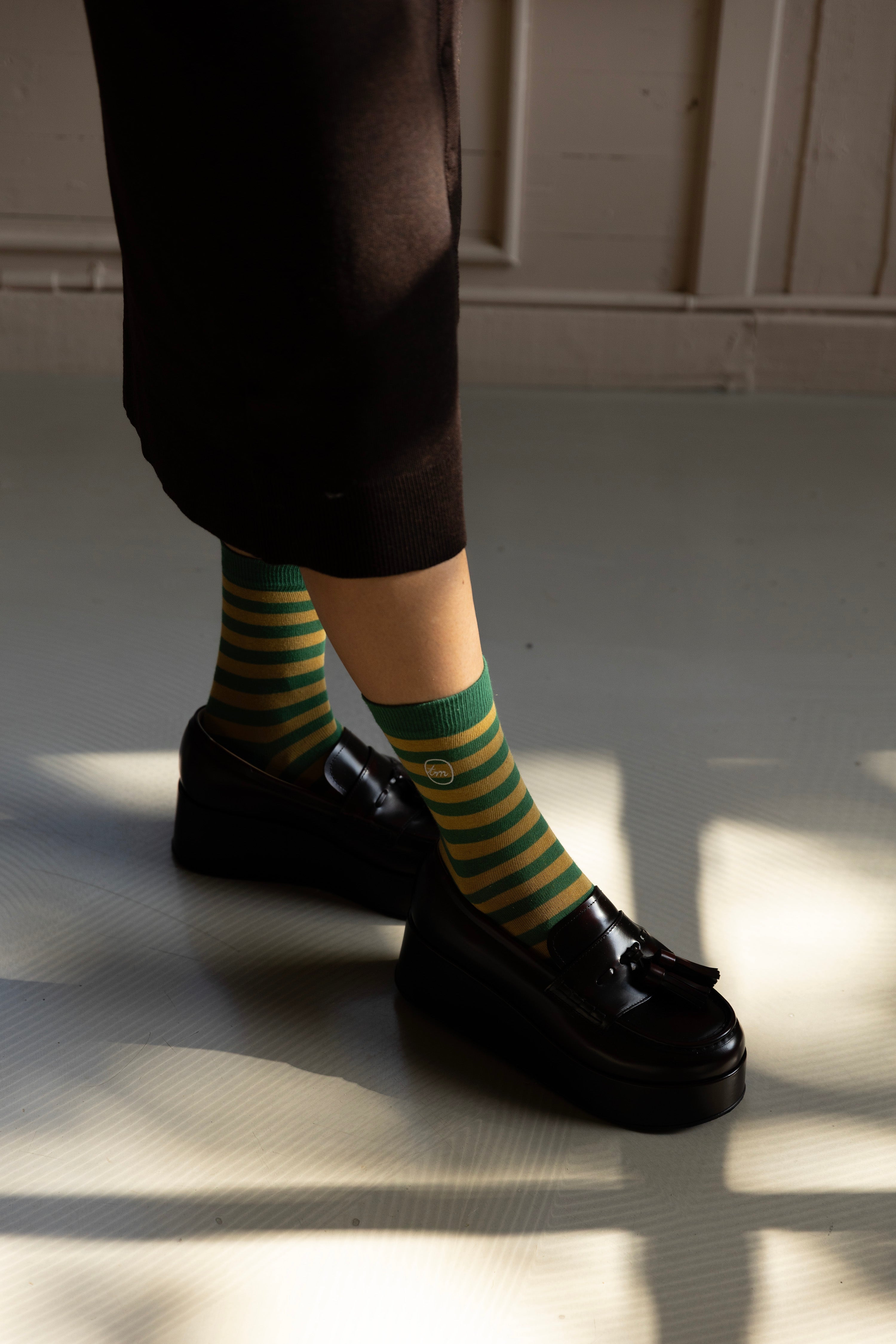 Socks - stripes - green moss