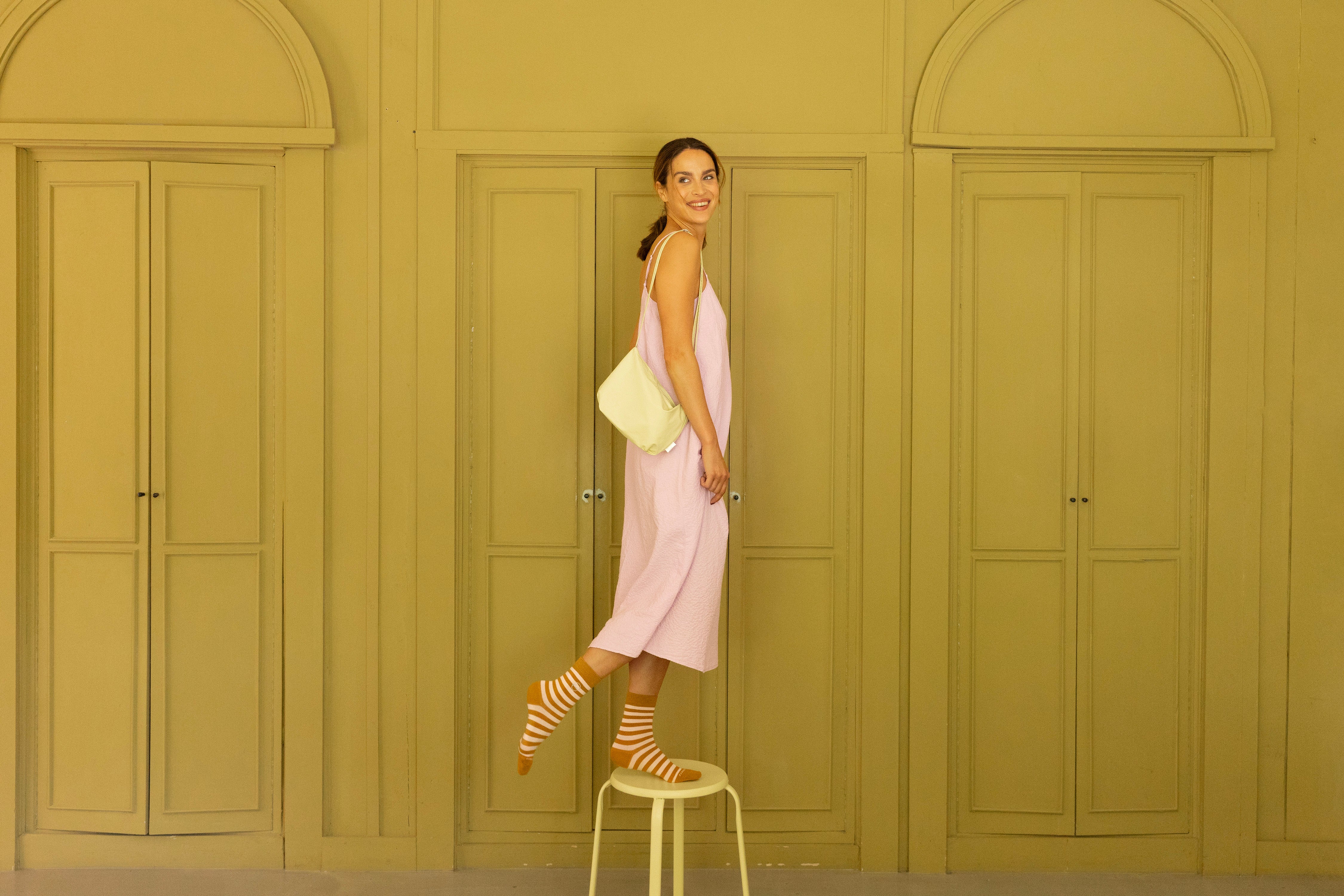 Socks - stripes - pink mocca