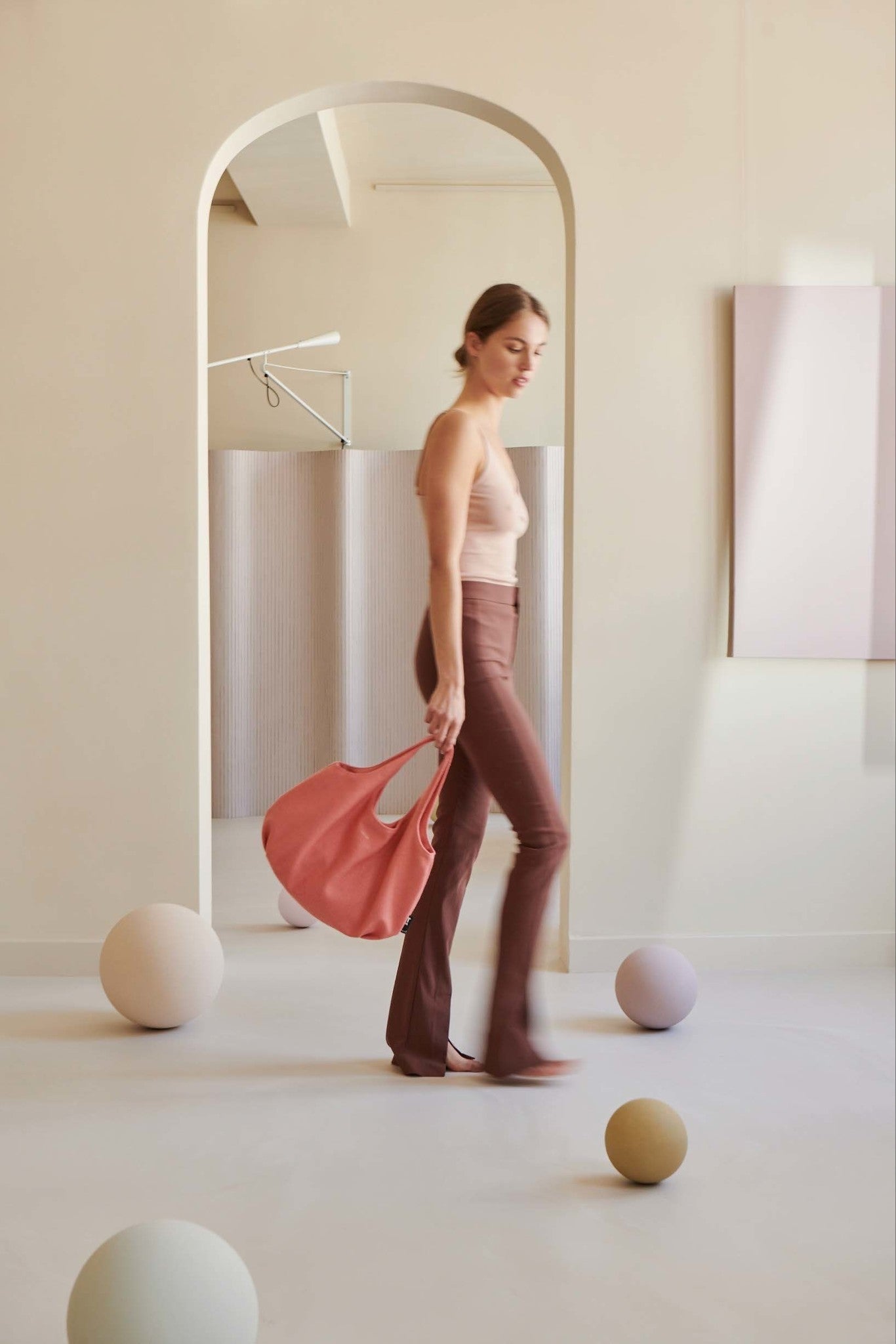 Mila handy bold bag - wool - Sugar Coral