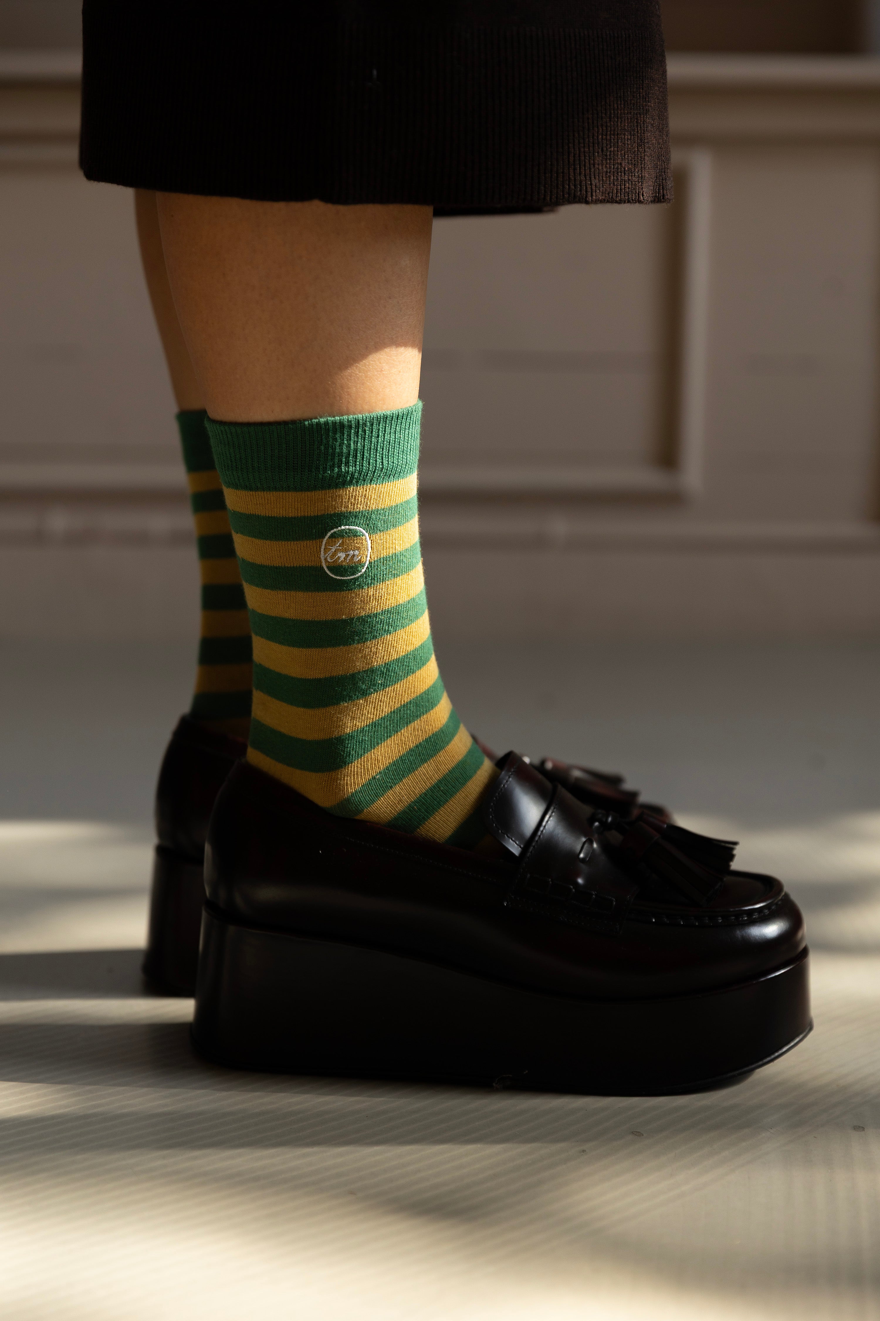 Socks - stripes - green moss