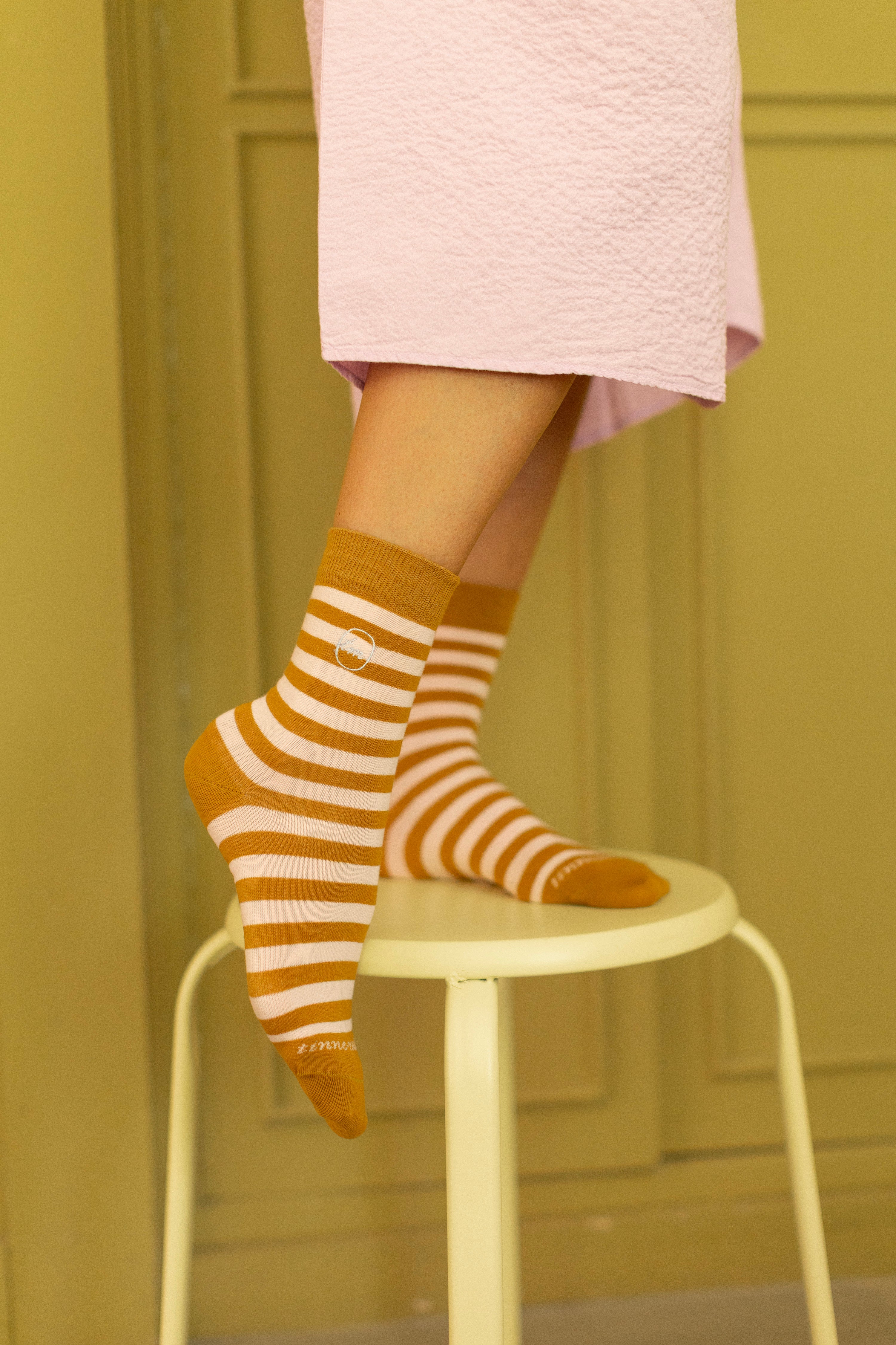 Socks - stripes - pink mocca
