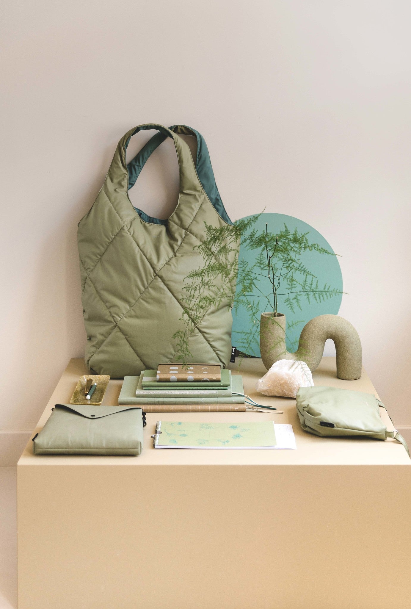 Carmel Puffy Bold Bag - Sage