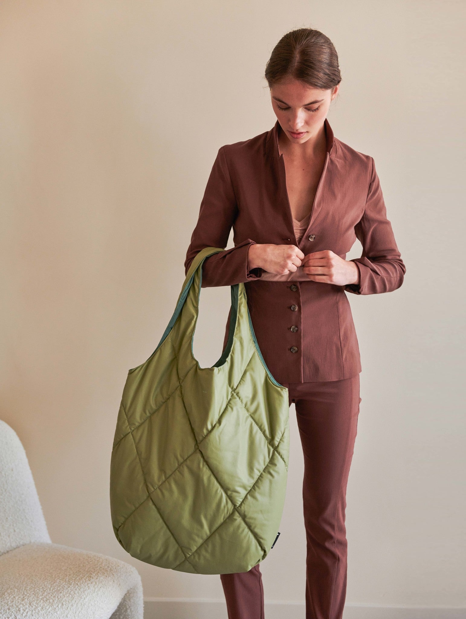 Carmel Puffy Bold Bag - Sage