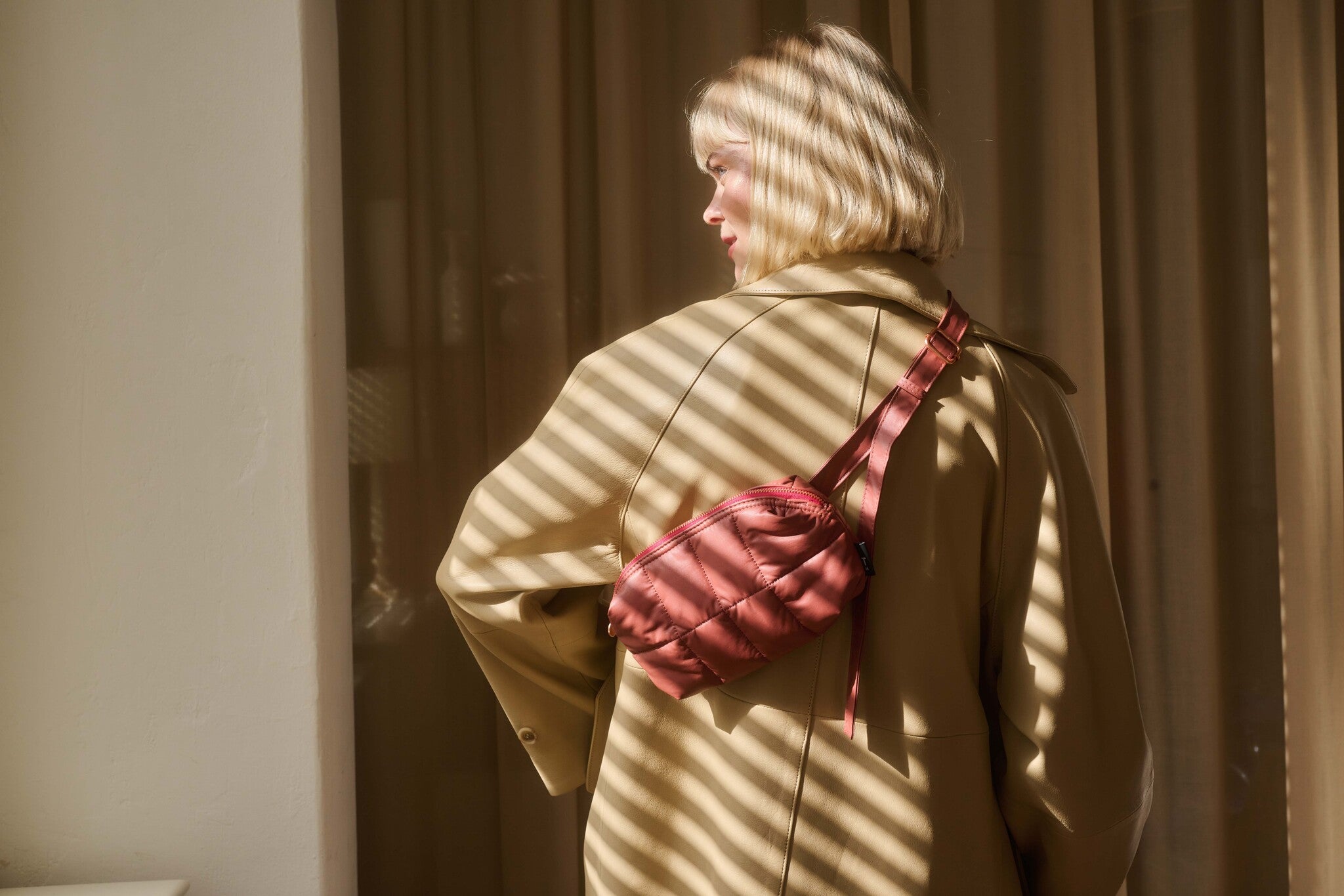 Cilou puffy belt bag  - Red Wood