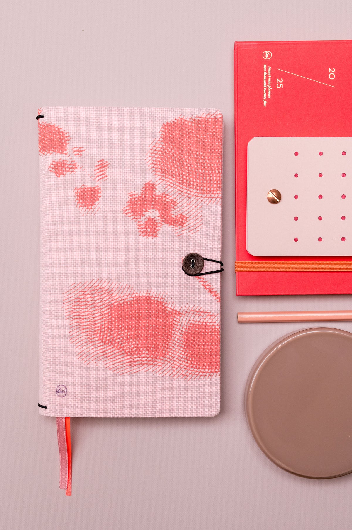 Combination Notebook button flamingo rose + Diary 2027 refill