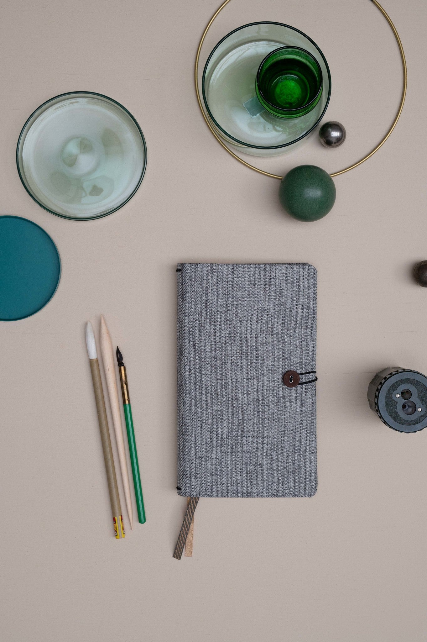 Notitieboek met knoop - dotted grid / gelinieerd / blanco - Moss Agate - FSC Mix Credit